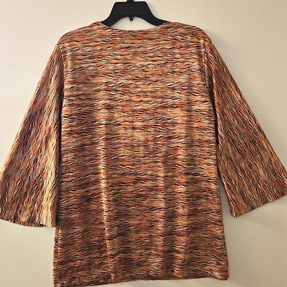 Chico's  multicolor abstract print tie front cardigan top sz.2 Med. 3/4 sleeves - Picture 3 of 7